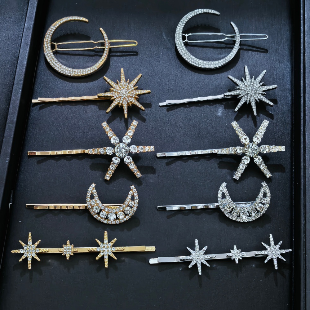 Clip In Hair Piece - 3/4-delige set Kristallen Ster Haarspelden voor